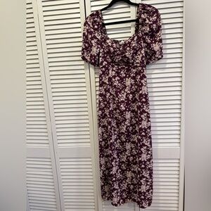 Melrose and Market Purple and White Puff Sleeve Sundress